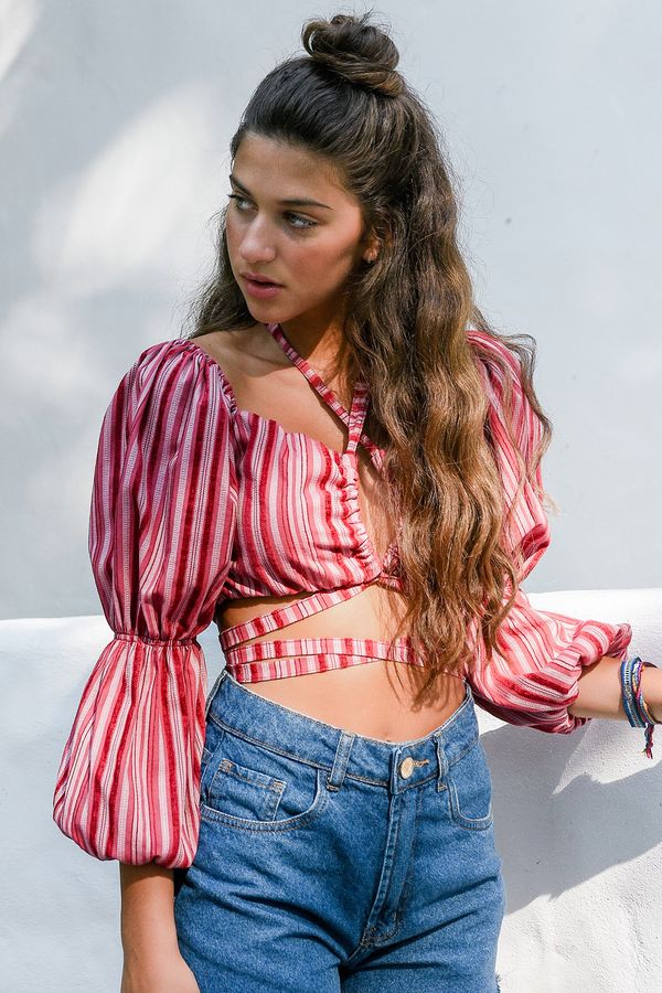 cropped boho bordô